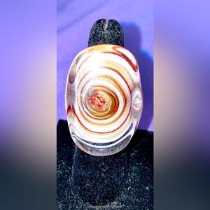 MURANO GLASS AUTHENTIC STUNNING RING WITH ROSE WHITE & YELLOW GOLD